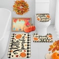 thumbnail image 1 of Autumn Hello Pumpkin Thanksgiving Bathroom Rug Set of 3, Fall Plaid Leaf 3 Pieces Bath Mats Set, No Silp Washable Cover Floor Rug Decorations for Kitchen Bathroom, 1 of 6