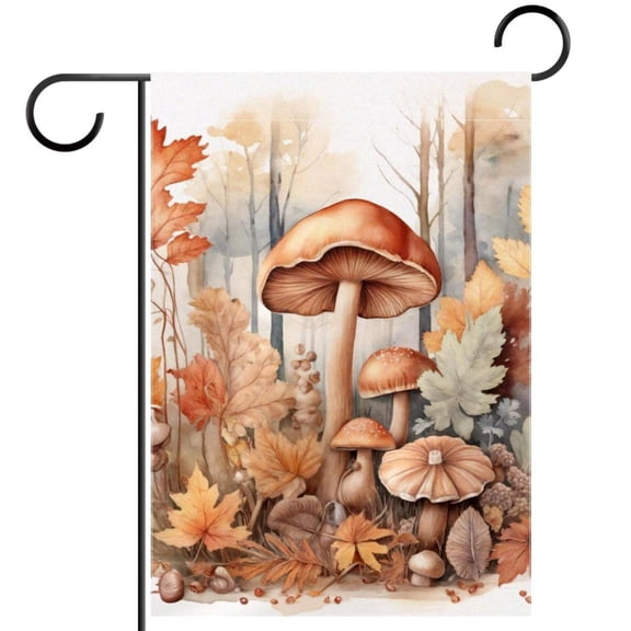 Autumn Herbs Leaves and Mushrooms Double Sided Garden Flag Decorative Weather Resistant Yard Flag, Large DIY Vertical Flag for Farmhouse Patio Lawn, 28x40 Inch