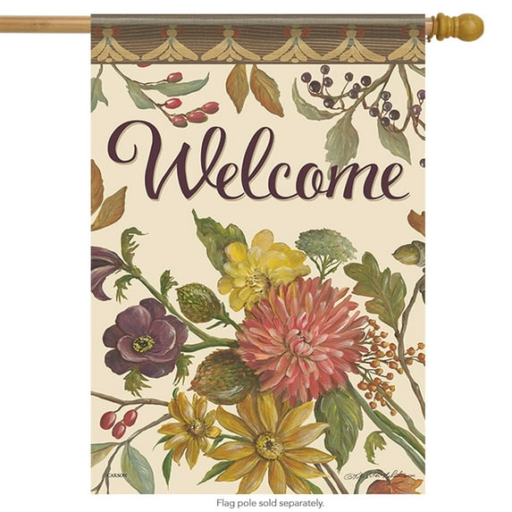 Autumn Hues Welcome House Flag Floral Fall Flower Double Sided 28" x 40"