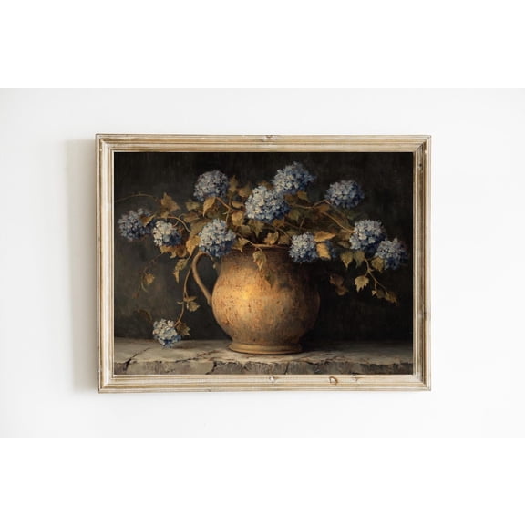 Autumn Hydrangea Dark Rustic Wall Art Poster Warm Tones English Country Decor Poster Cottagecore Botanical Art E909, Unframed Poster Size 16x24 F03.1.18l657