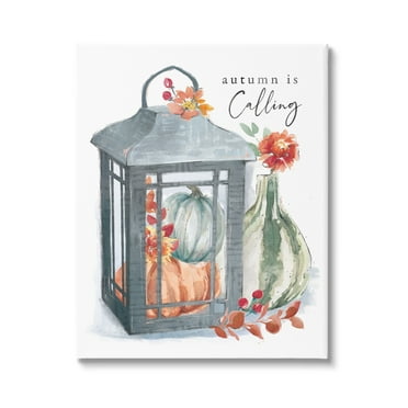 Autumn Is Calling Varied Gourds Floral Arrangement Watercolor Botanical & Floral Graphic Art Gallery-Wrapped Canvas Print Wall Art