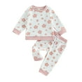 thumbnail image 1 of Autumn Kids Toddler Baby Girls Fall Clothes 6M 12M 18M 24M 3Y 4Y Floral Long Sleeve Tops and Casual Pants Set Outfit, 1 of 10