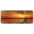 thumbnail image 1 of Autumn Kitchen Mat, Leafless Tree in Fall on Sunset Backdrop Horizon with Water Reflection Panorama, Plush Decorative Kitchen Mat with Non Slip Backing, 47" X 19", Orange Black, by Ambesonne, 1 of 1