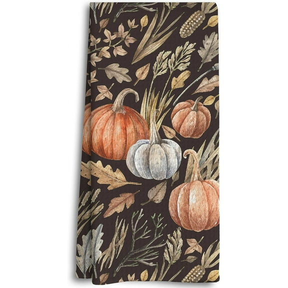 Autumn Kitchen Towels Vintage Hand Towels with Pumpkins and Maple Leaves Seasonal Tea Towels for Fall and Thanksgiving Gifts
