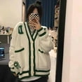thumbnail image 1 of Autumn Korean version English letters fashion thickened knitted mid-length sweater cardigan women High Street Loose Fit coat, 1 of 6