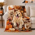 thumbnail image 1 of Autumn Labrador Retriever By Fireplace, Cozy Pet Portrait Pattern, Warm Flannel Blanket for Living Room and Bedroom, Dog Lovers Thanksgiving Gift, Pet Lover Home Decor, 1 of 9