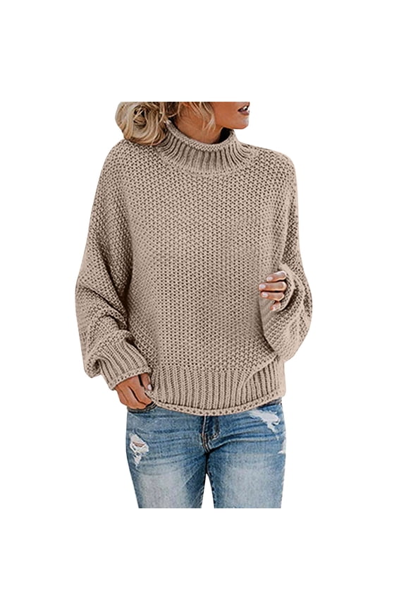 Autumn Ladies Oversize Sweater Womens Fashion Autumn Winter Knit Sweater Thick Thread Pullover Turtleneck Sweater