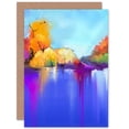 thumbnail image 1 of Autumn Lake Landscape Greetings Card Plus Envelope Blank inside, 1 of 3