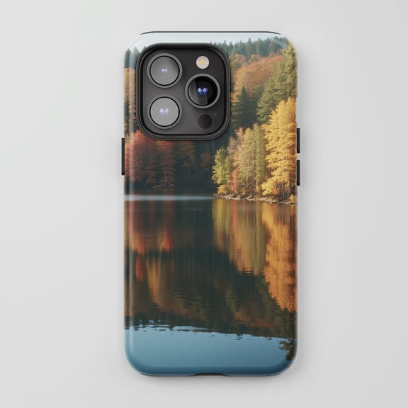 Autumn Lake Reflection For All iPhone Series Tough Phone Case Nature Scenic