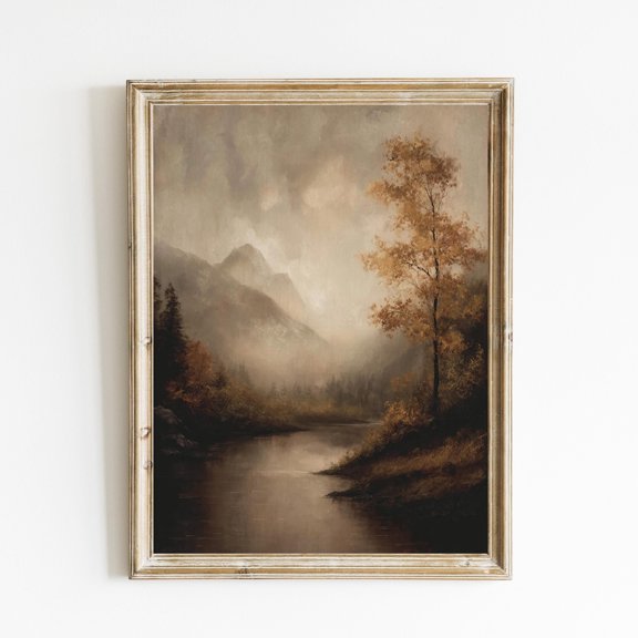 Autumn Lake Vintage Print Poster Moody Fall Print Poster Dark Autumn Decor Poster Moody Landscape Rustic Home Decor Poster Farmhouse Poster Warm Present Vintage UNFRAMED Poster Size 8x12