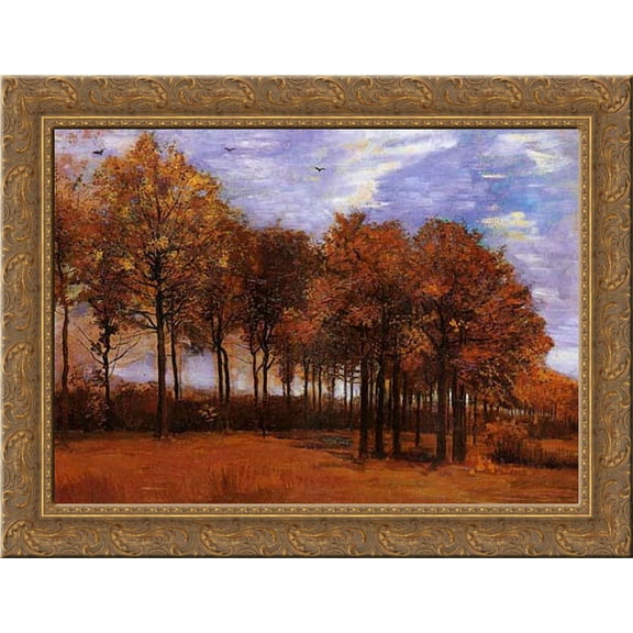 Autumn Landscape 24x20 Gold Ornate Wood Framed Canvas Art by Van Gogh, Vincent