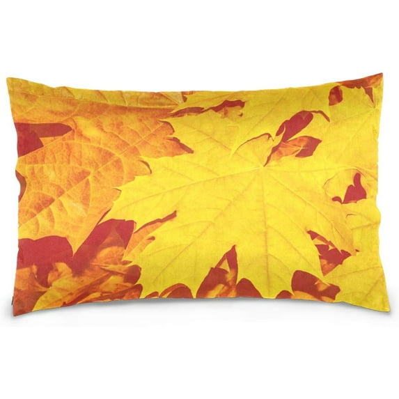 Autumn Landscape with Bright Leaves Velvet Oblong Lumbar Plush Throw Pillow Cover/Shams Cushion Case - 20x30in - Decorative Invisible Zipper Design for Couch Sofa Pillowcase Only
