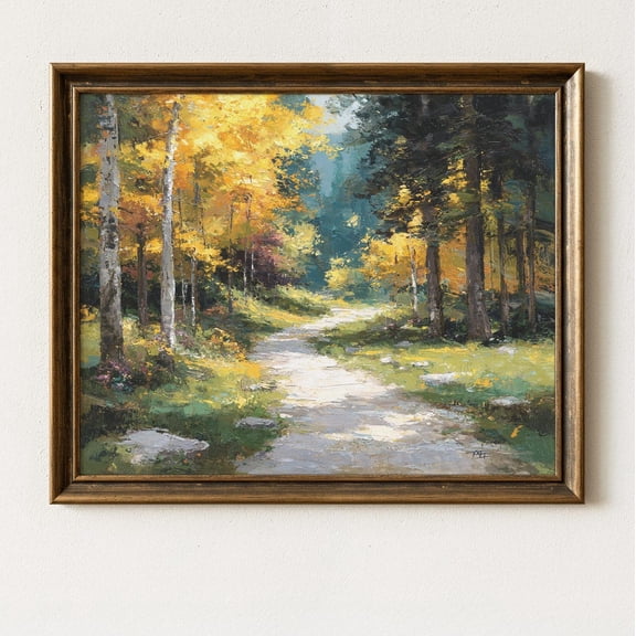 Autumn Landscape Print Poster Rustic Autumn Wall Art, Country Road Scene, Fall Decor, Impressionist Style, 158, Size 8x12 UNFFRAMED F03.1.7l17