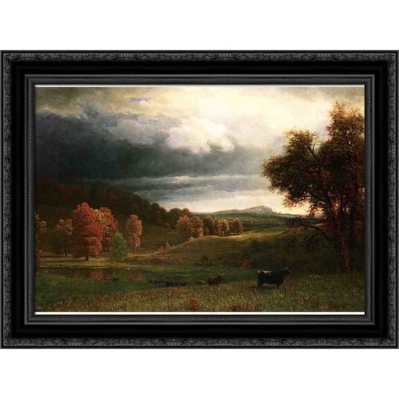 Autumn Landscape: The Catskills 24x19 Black Ornate Wood Framed Canvas Art by Bierstadt, Albert