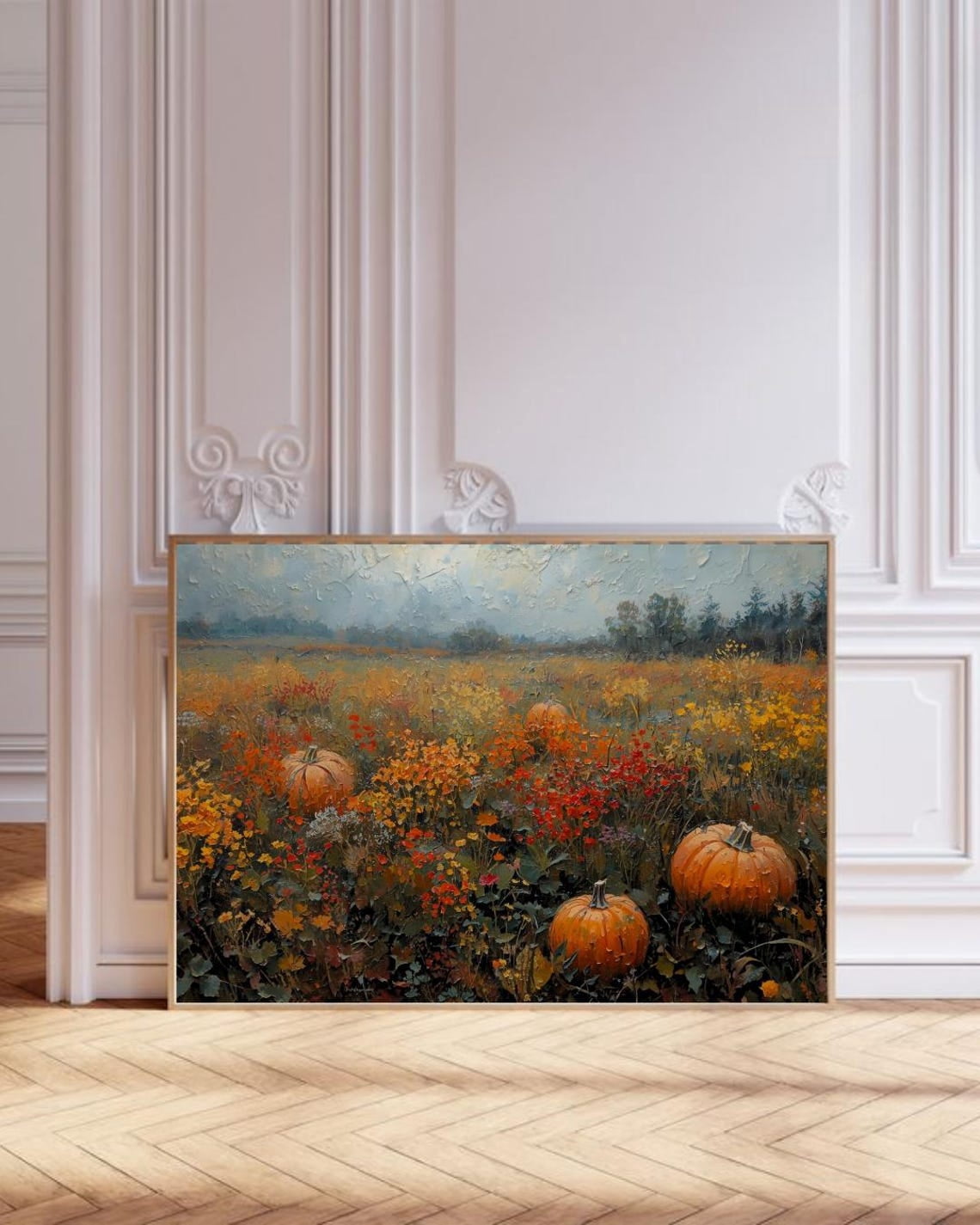 Autumn Landscape, Vintage Rustic Poster Wall Art, Wildflower Fall Art ...