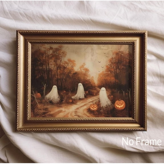 Autumn Landscape Vintage Style Poster Moody Ghost Wall Decor Artwork Home Cottage Halloween Decoration No Frame