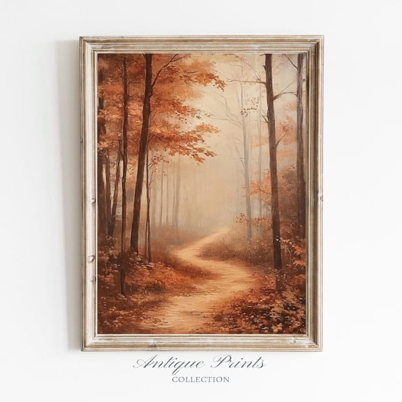 Autumn Landscape Wall Art, Fall Forest Vintage, Antique Farmhouse, Fall Countryside Wall Art, 664, Unframed Canvas Size 8x12