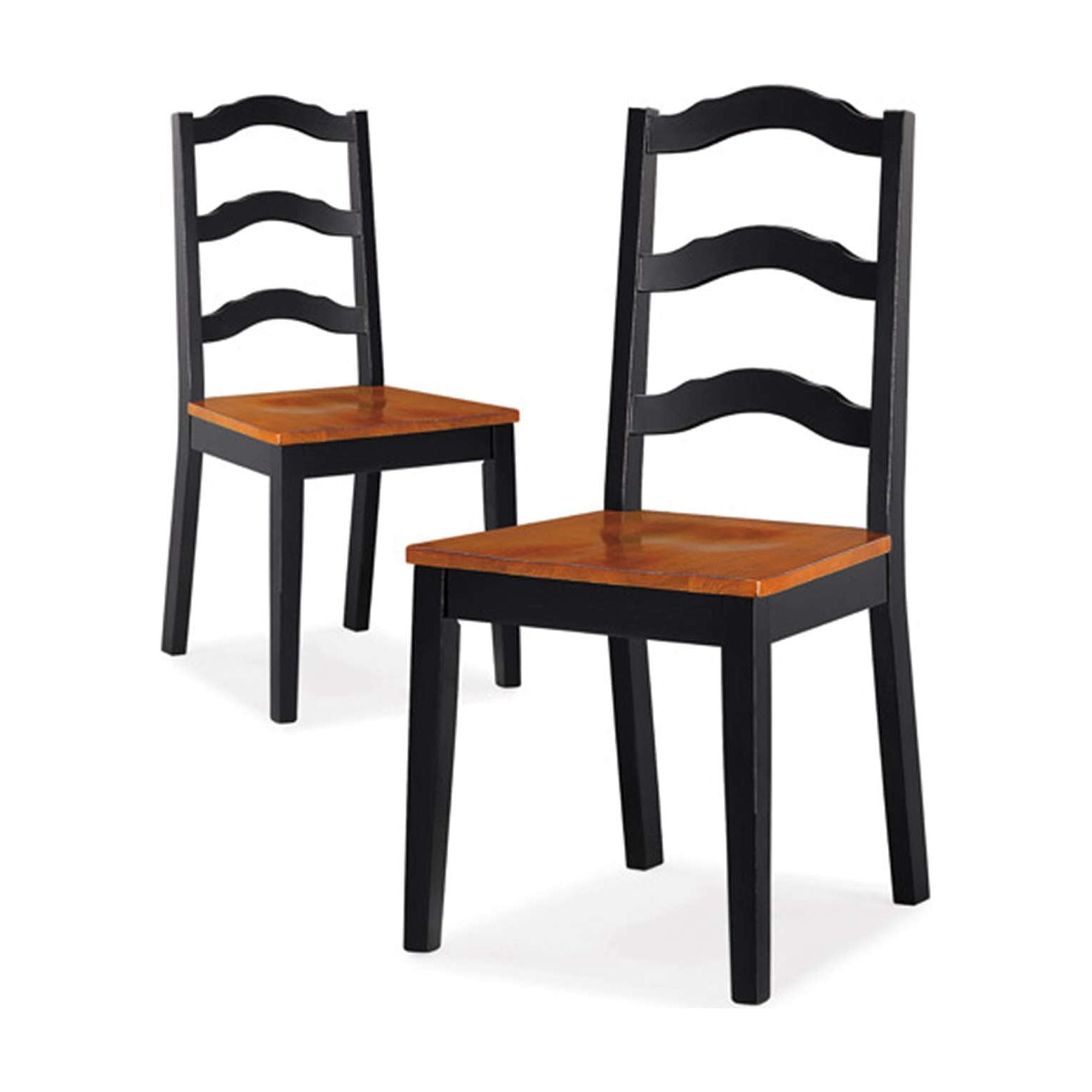 Autumn Lane Ladder Back Dining Chairs, Set of 2, Black and Oak