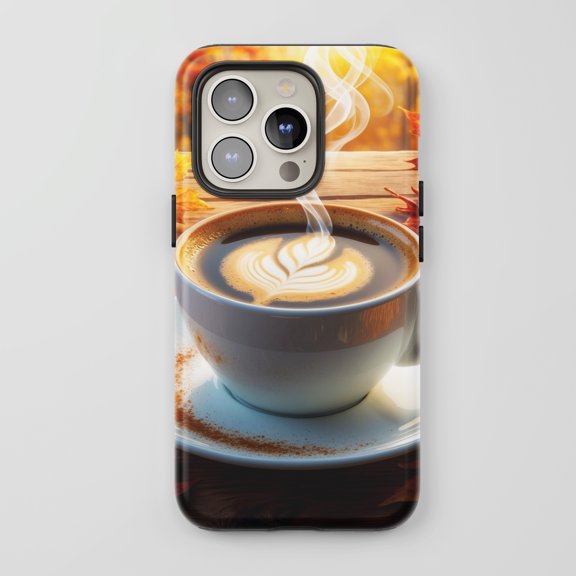 Autumn Latte Coffee For All iPhone Series Protective Phone Case Fall Aesthetic Brown Orange Design