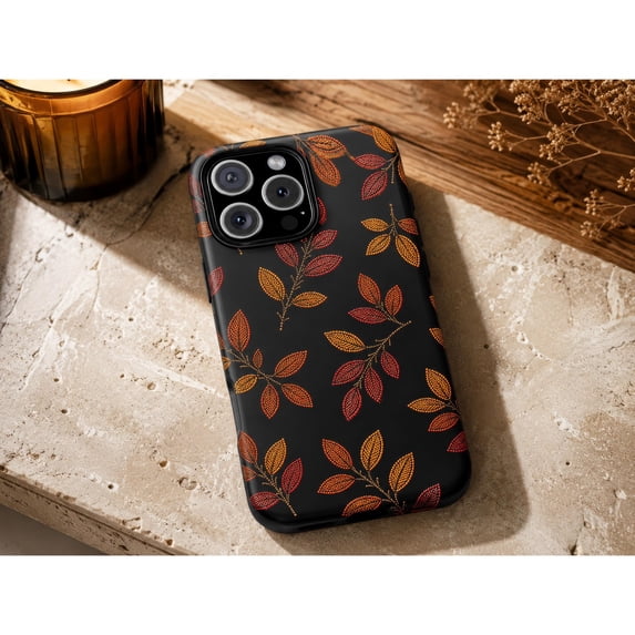 Autumn Leaf Branches in Red and Orange Tough Cell Phone Case, Dual ...