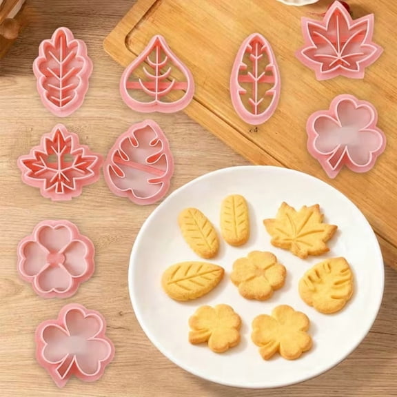 Autumn Leaf Cookie Cutters Set of 8, 3D Maple & Mini Leaf Stainless Steel Baking Molds