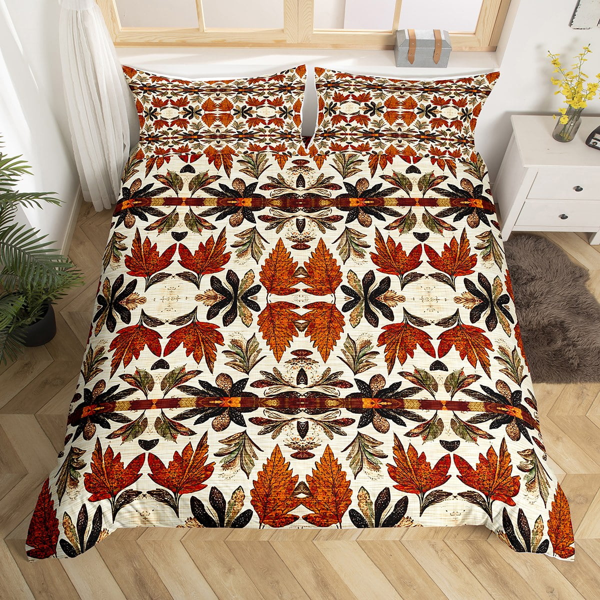 Autumn Leaf Duvet Cover Full 70S Style Thanksgiving Fall Bedding Set autumn-leaf-duvet-cover-full-70s-style-thanksgiving-fall-bedding-set