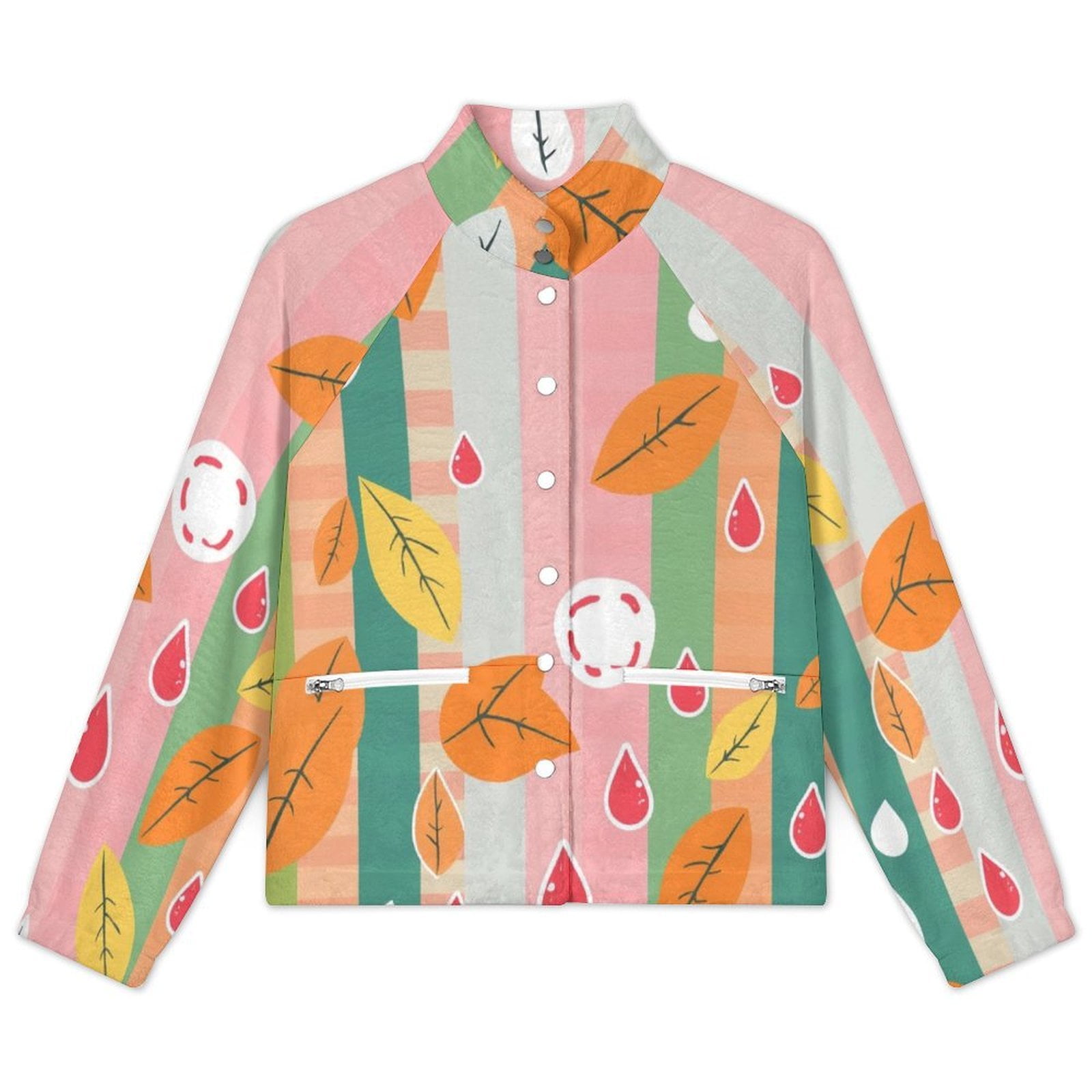 Autumn Leaf Pattern Design Warm Plush Jacket Women Autumn Winter Long ...