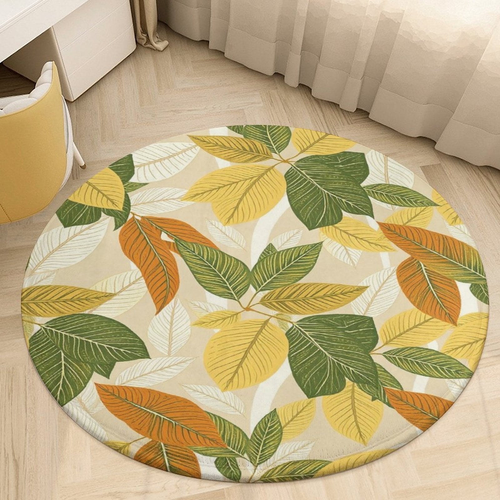 Autumn Leaf Pattern Round Carpets Modern Living Room Ration Rugs Large ...