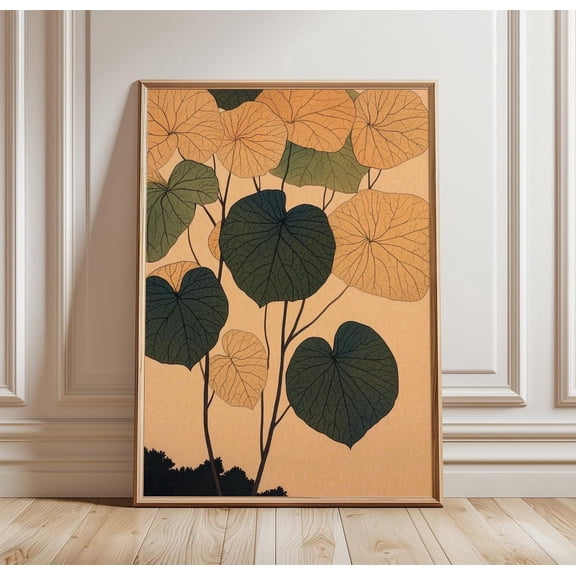 Autumn Leaf Poster Botanical Wall Art Vintage Leaf Illustration, Unframed Poster