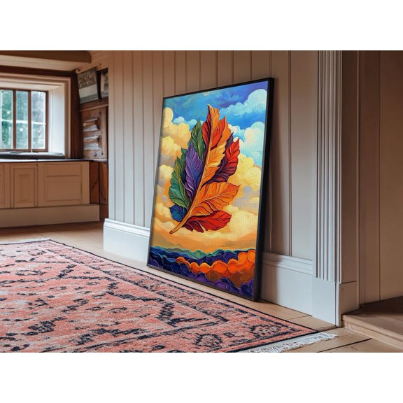 Autumn Leaf Whimsical Fall Wall Art Poster, Unframed Size 8x12