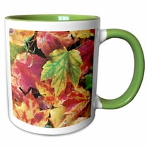 3drose, Autumn Leaves, 15oz Two-tone Green Mug