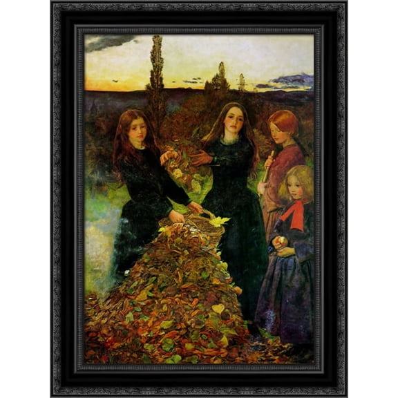 Autumn Leaves 20x24 Black Ornate Wood Framed Canvas Art by Millais, John Everett