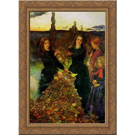 Autumn Leaves 20x24 Gold Ornate Wood Framed Canvas Art by Millais, John Everett