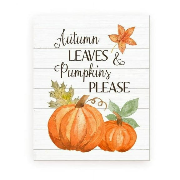 Autumn Leaves And Pumpkin Pie Please Rustic Wood Wall Sign 12x15 (Unframed)