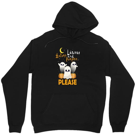 Autumn Leaves And Pumpkin Please Graphic Scary Ghost Halloween Fall Season M6159 Unisex Hoodie, Up to Size 5XL