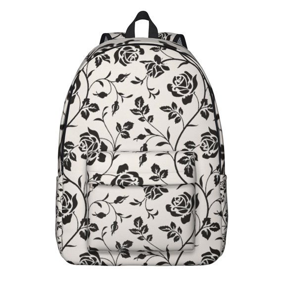 Autumn Leaves Backpack - Vintage Waterproof Bookbag with Seasonal Foliage & Late Blooming Flowers Pattern