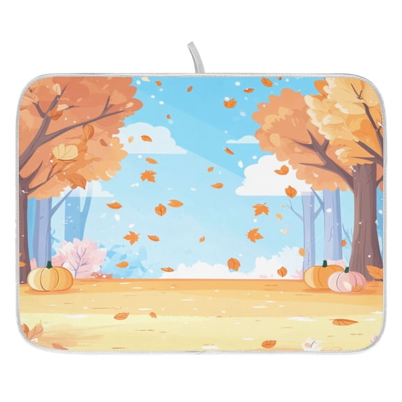 Autumn Leaves Dish Drying Mat for Kitchen, Quick Drying Absorbent Soft Durable 16" x 18"