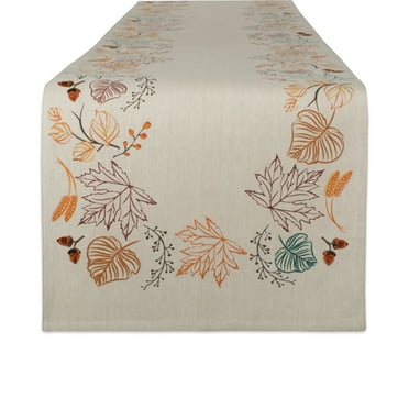 DII Autumn Leaves Embellished Table Runner 14x108"