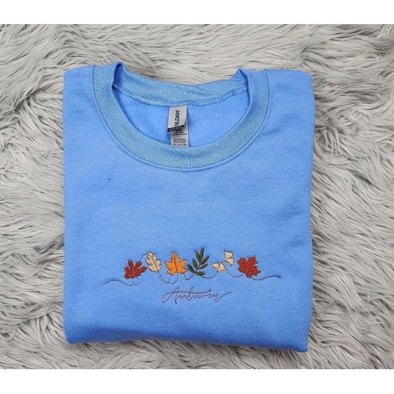 Autumn Leaves Embroidered Crewneck