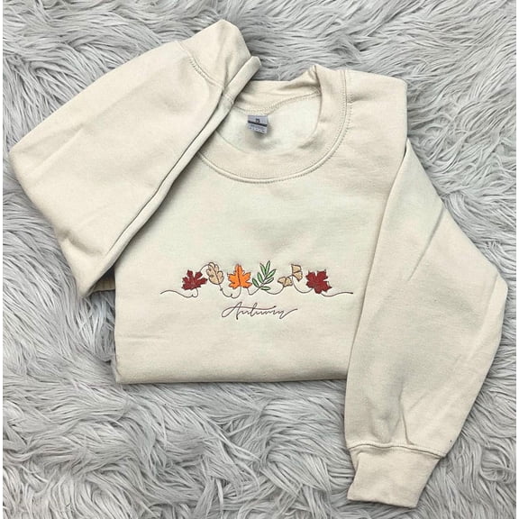 Autumn Leaves Embroidered Crewneck