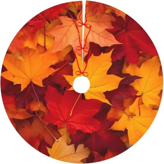 Autumn Leaves Fall Christmas Tree Skirts 48", Xmas Tree Cloth Mats Trees Skirts for Decor Gift, Home Decoration
