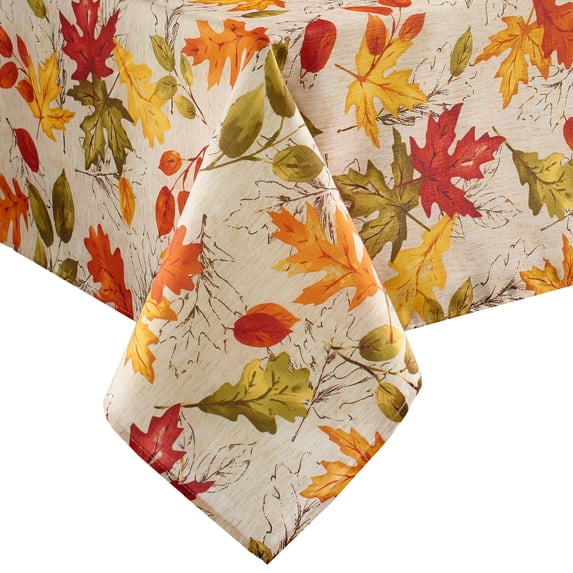 Elrene Home Fashions Autumn Leaves Fall Printed Tablecloth, 60" x 120" Rectangle