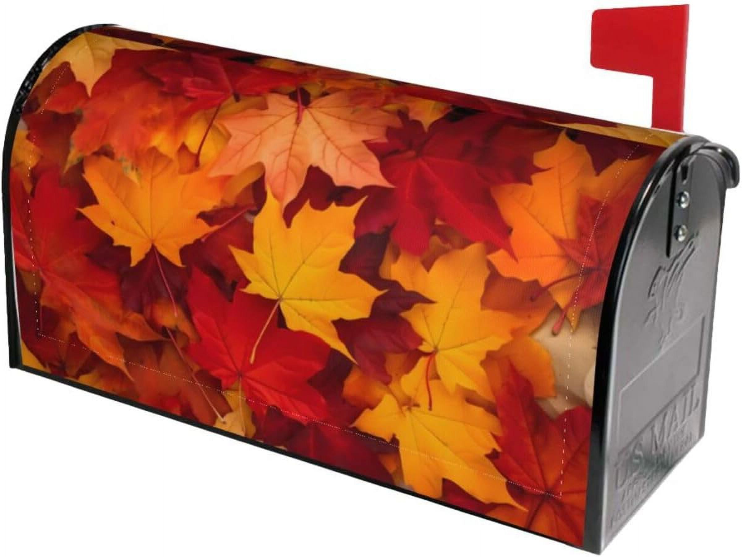 Autumn Leaves Fall Mailbox Covers, Magnetic Post Box Cover Wraps Large Size 25.5x21 in for Garden Yard Decor