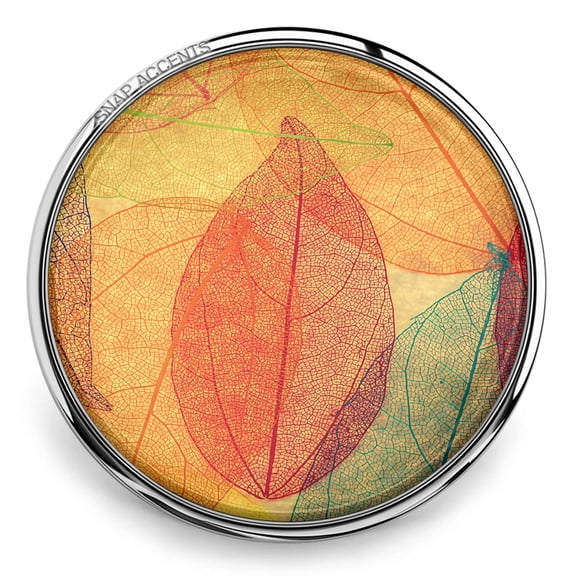 Snap Jewelry Autumn Leaves Fall Season, Brown Ginger Charm 18MM Button, For Interchangeable DIY Customizable Accessories