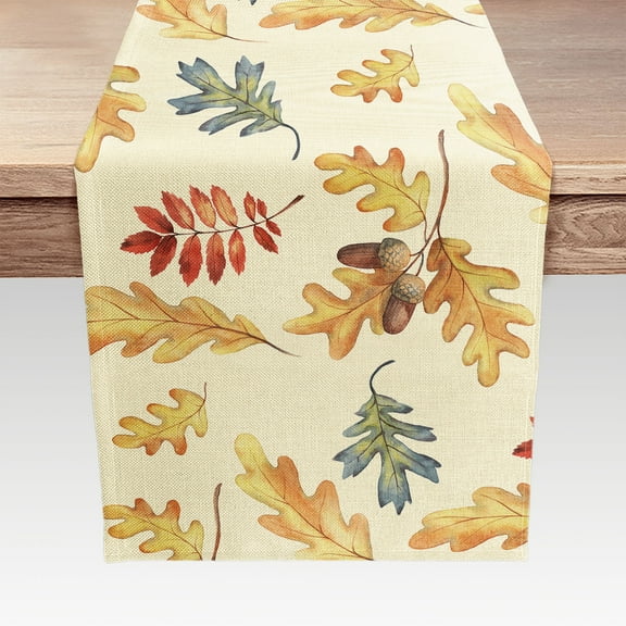 Autumn Leaves Fall Table Runner, Seasonal Thanksgiving Kitchen Dining Table Decoration for Home Party Decor 13 x 72 Inch