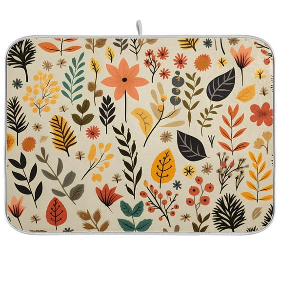 Autumn Leaves Fall Thanksgiving Dish Drying Mat Microfiber Kitchen Mats Large Counter Absorbent Dish Pad Drainer Rack 18"x24"
