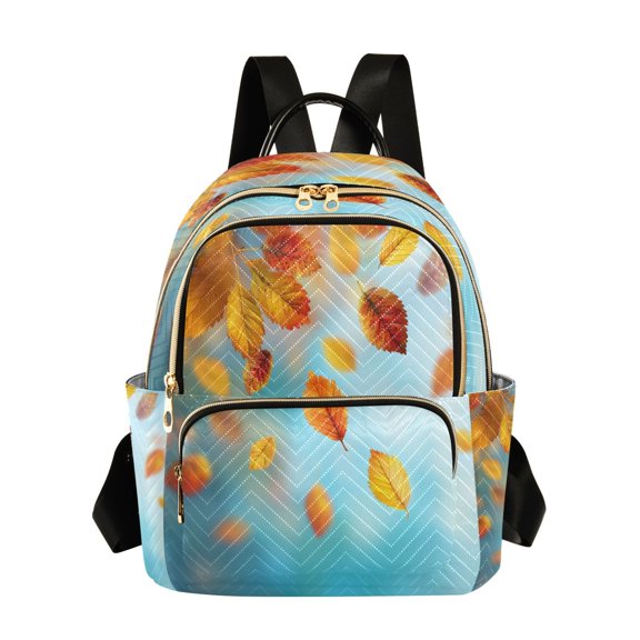 Autumn Leaves Falling Quilted Backpack Fashion Daypack Commuter Bag for Women 8.5 L