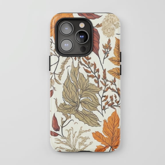 Autumn Leaves For All iPhone Series Tough Phone Case Vintage Floral Cream