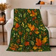 thumbnail image 1 of Autumn Leaves with Golden Vines, Festive Botanical Style for Fall Lovers, Cozy Swirling Harvest Pattern, Flannel Blanket for Living Room and Cabin, Thanksgiving Gift and Seasonal Home Decor, 1 of 9