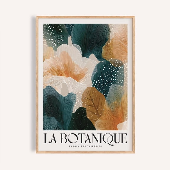 Autumn Leaves Green Orange Modern Botanical Wall Print Unframed Paper Print
